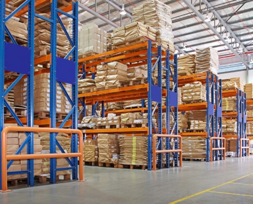 Warehouse With Multilayer Racks In A Factory