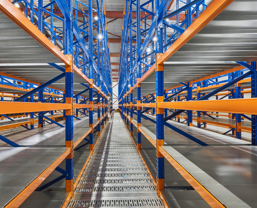 Empty Shelves In Warehouse